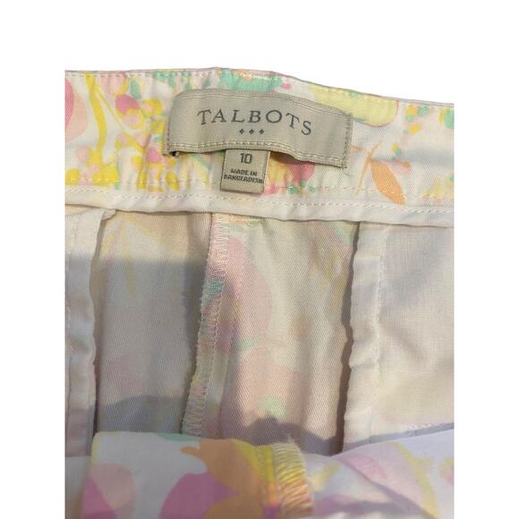 Talbots Pants Crop Ankle Capris Large Pastel Art Watercolor Floral 10 32 - Picture 3 of 4